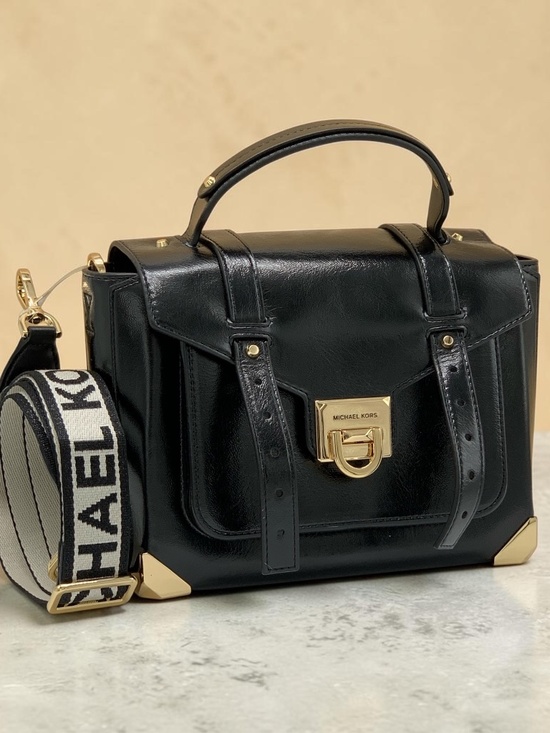 Michael Kors Handbags - Michael kors Manhattan Medium Patent Faux Leather Satchel Black
